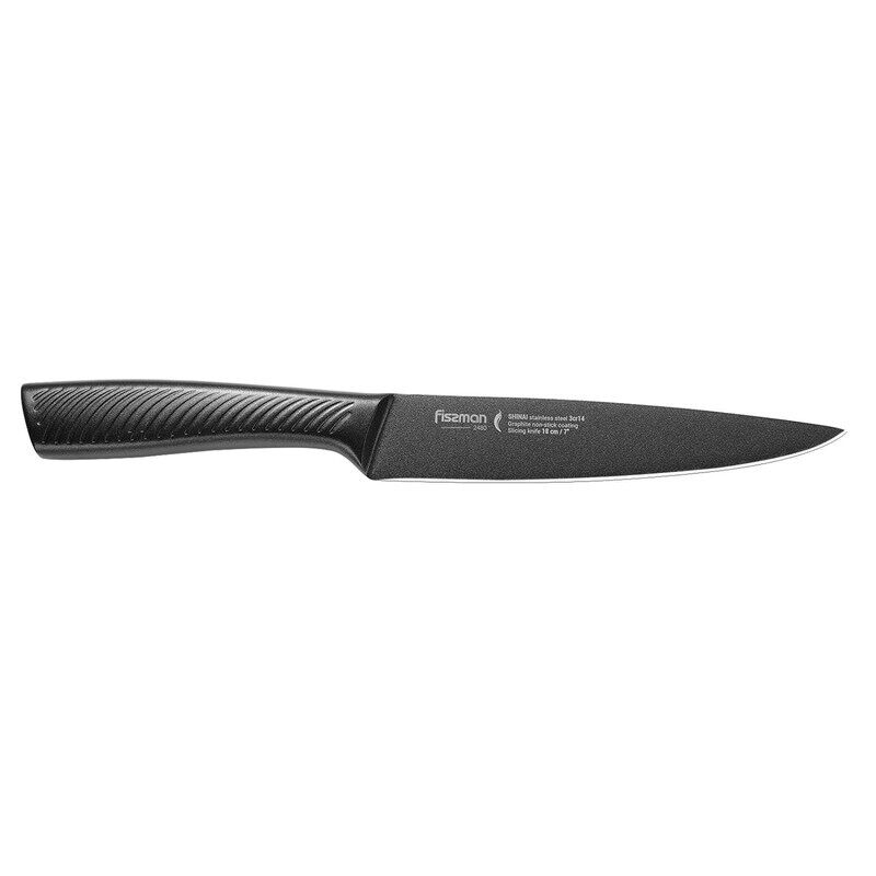 Fissman 7-inch Shinai Granite Slicing Knife with Non-Stick Coating 3CR14 Blade, Black
Fissman 7-inch Shinai Granite Slicing Knife with Non-Stick Coating 3CR14 Blade, Black