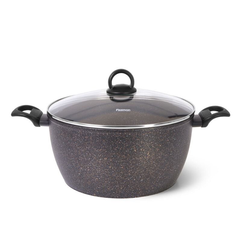 Fissman 30cm Magna Aluminium Stockpot with Glass Lid Induction Bottom & Non-Stick Coating, Black
Fissman 30cm Magna Aluminium Stockpot with Glass Lid Induction Bottom & Non-Stick Coating, Black