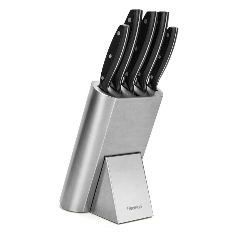 Fissman 6-Piece Erling 3Cr14 Stainless Steel Knife Set with Stainless Steel Block, Silver/Black
Fissman 6-Piece Erling 3Cr14 Stainless Steel Knife Set with Stainless Steel Block, Silver/Black