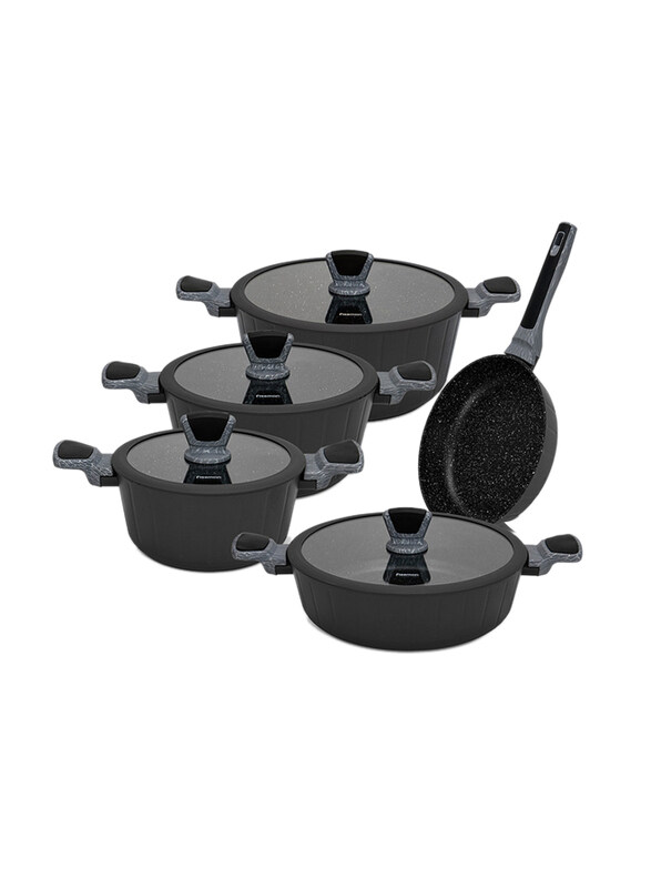 Fissman 9-Piece Stella Series Aluminium With Non-Stick Coating Stockpot Cookware Set, Black
Fissman 9-Piece Stella Series Aluminium With Non-Stick Coating Stockpot Cookware Set, Black