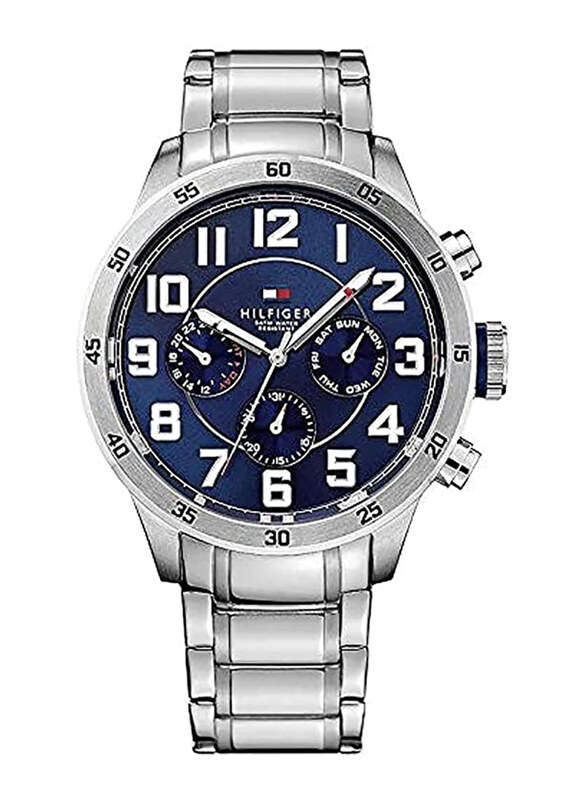 Tommy Hilfiger Analog Watch for Men with Stainless Steel Band, Water Resistant and Chronograph, 2724312695737.0, Blue-Silver
Tommy Hilfiger Analog Watch for Men with Stainless Steel Band, Water Resistant and Chronograph, 2724312695737.0, Blue-Silver