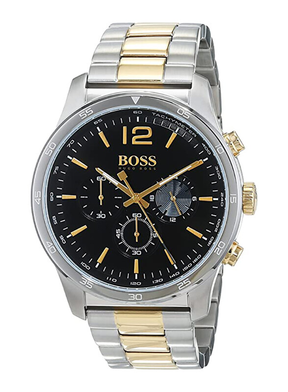 Hugo Boss Analog Watch for Men with Stainless Steel Band, Water Resistant and Chronograph, 1513529, Silver/Gold-Black
Hugo Boss Analog Watch for Men with Stainless Steel Band, Water Resistant and Chronograph, 1513529, Silver/Gold-Black