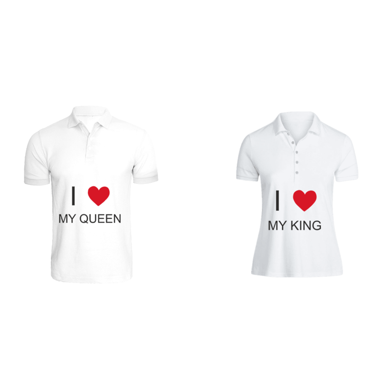 BYFT (White) Couple Printed Cotton T-shirt (I Love My King & Queen) Personalized Polo Neck T-shirt (Small)-Set of 2 pcs-220 GSM
BYFT (White) Couple Printed Cotton T-shirt (I Love My King & Queen) Personalized Polo Neck T-shirt (Small)-Set of 2 pcs-220 GSM