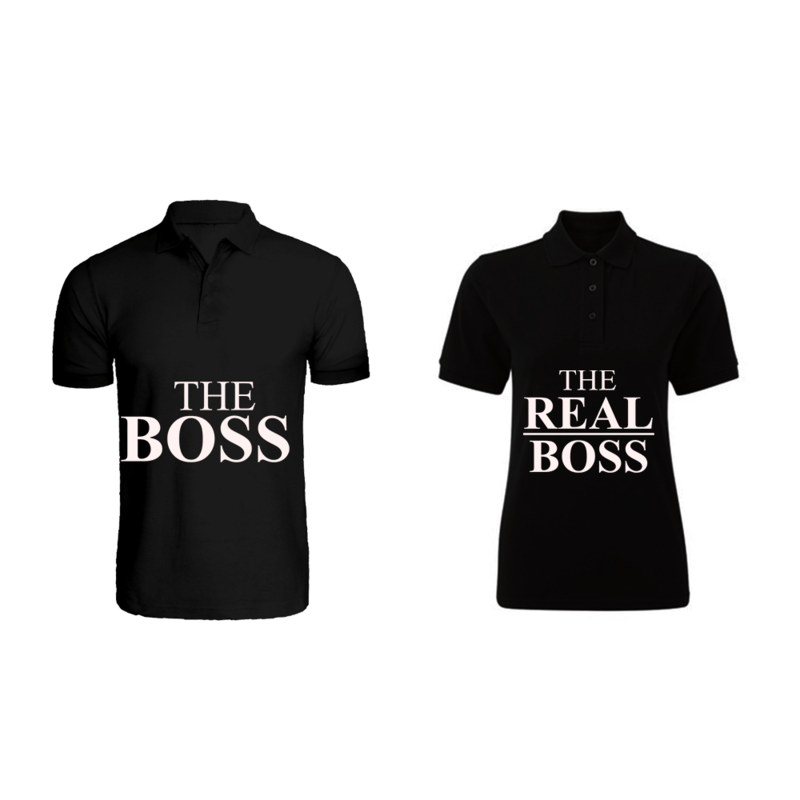 BYFT (Black) Couple Printed Cotton T-shirt (The Boss & The Real Boss) Personalized Polo Neck T-shirt (XL)-Set of 2 pcs-220 GSM
BYFT (Black) Couple Printed Cotton T-shirt (The Boss & The Real Boss) Personalized Polo Neck T-shirt (XL)-Set of 2 pcs-220 GSM