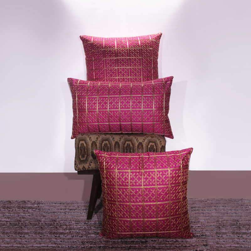 BYFT Orchard Cushion Cover 12 x 20 inch (Golden Checks Design - Fuchsia Pink) 30 x 50 cm Luxury Decorative Cushion Cover for Sofa, Bed & Living Room-
BYFT Orchard Cushion Cover 12 x 20 inch (Golden Checks Design - Fuchsia Pink) 30 x 50 cm Luxury Decorative Cushion Cover for Sofa, Bed & Living Room-