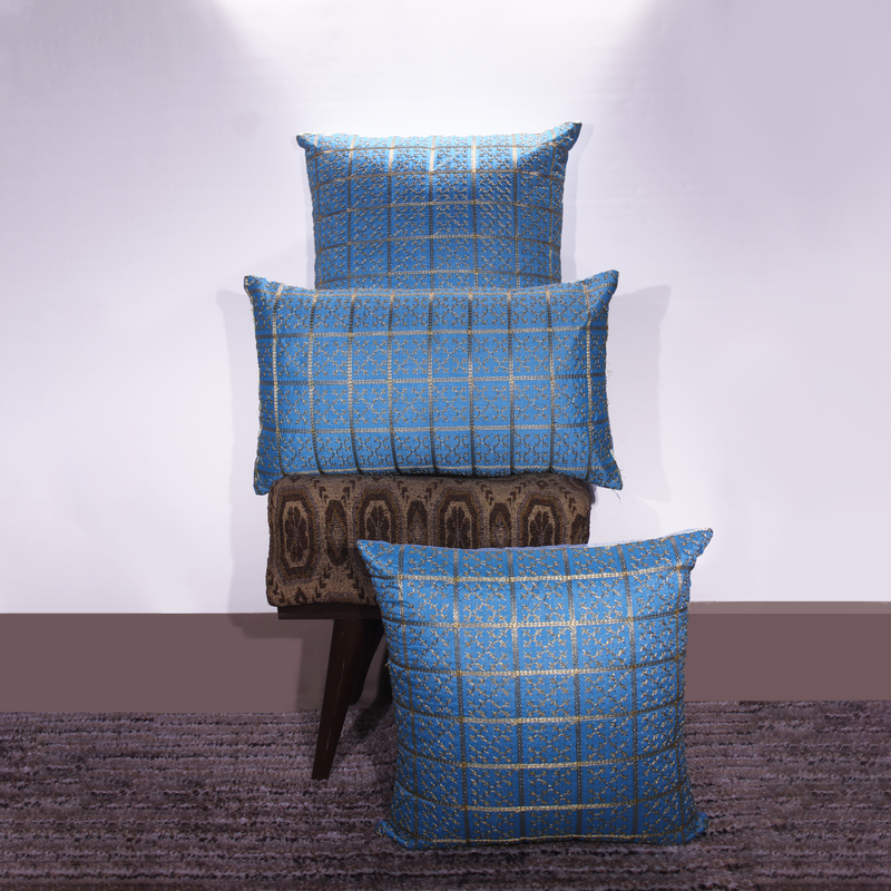 BYFT Orchard Cushion Cover 12 x 20 inch (Golden Checks Design - Blue) 30 x 50 cm Luxury Decorative Cushion Cover for Sofa, Bed & Living Room- Set of 2
BYFT Orchard Cushion Cover 12 x 20 inch (Golden Checks Design - Blue) 30 x 50 cm Luxury Decorative Cushion Cover for Sofa, Bed & Living Room- Set of 2
