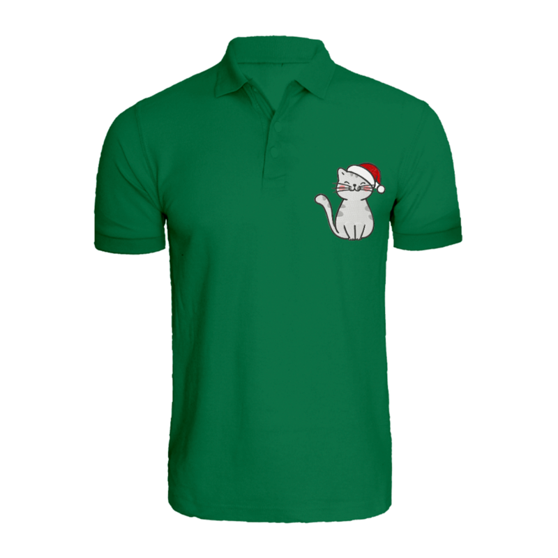 BYFT (Green) Holiday Themed Embroidered Cotton T-shirt (Cat with Christmas Cap) Unisex Personalized Polo Neck T-shirt (Large)-Set of 1 pc-220 GSM
BYFT (Green) Holiday Themed Embroidered Cotton T-shirt (Cat with Christmas Cap) Unisex Personalized Polo Neck T-shirt (Large)-Set of 1 pc-220 GSM