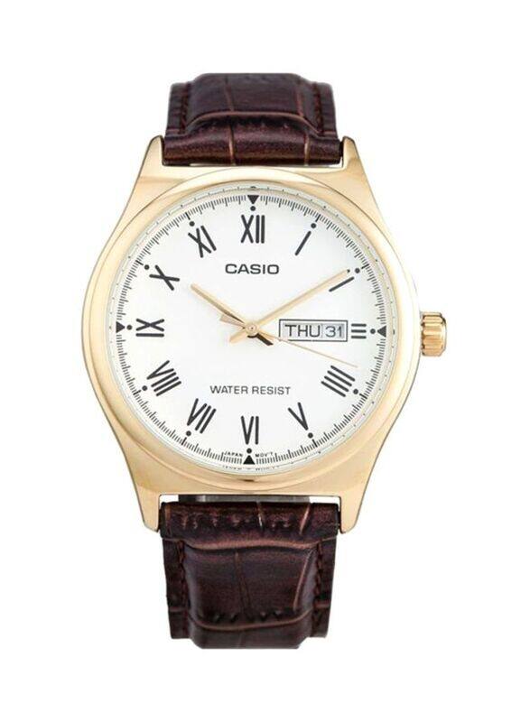 Casio Analog Watch for Men with Leather Band, Water Resistant, MTP-V006GL-7BUDF, Brown/White
Casio Analog Watch for Men with Leather Band, Water Resistant, MTP-V006GL-7BUDF, Brown/White