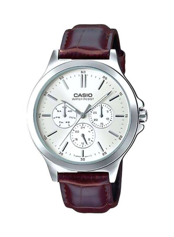 Casio Enticer Analog Wrist Watch for Men with Leather Band, Water Resistant and Chronograph, MTP-V300L-7AUDF, Brown-Silver
Casio Enticer Analog Wrist Watch for Men with Leather Band, Water Resistant and Chronograph, MTP-V300L-7AUDF, Brown-Silver