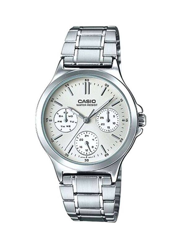 Casio Analog Watch for Women with Stainless Steel Band, Water Resistant and Chronograph, LTP-V300D-7A, Silver-White
Casio Analog Watch for Women with Stainless Steel Band, Water Resistant and Chronograph, LTP-V300D-7A, Silver-White