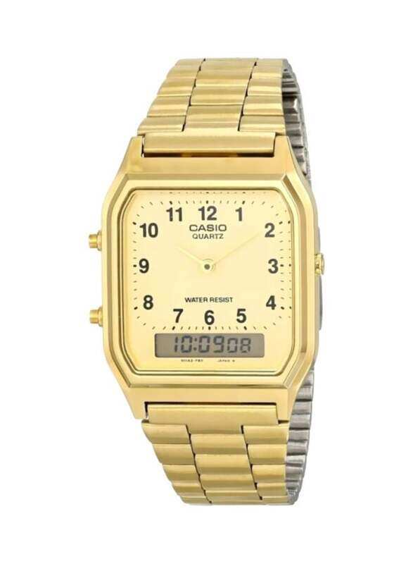 Casio Youth Analog + Digital Watch for Men with Stainless Steel Band, Water Resistant, AQ-230GA-9DMQ, Gold
Casio Youth Analog + Digital Watch for Men with Stainless Steel Band, Water Resistant, AQ-230GA-9DMQ, Gold