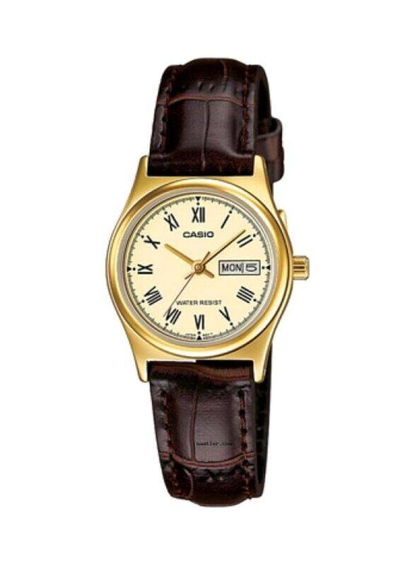 Casio Analog Watch for Women with Leather Band, Water Resistant, LTP-V006GL-9BUDF, Brown-Gold
Casio Analog Watch for Women with Leather Band, Water Resistant, LTP-V006GL-9BUDF, Brown-Gold
