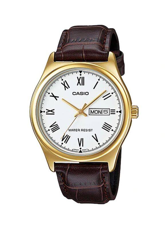 Casio Analog Watch for Men with Leather Band, Water Resistant, MTP-V006GL-7BUDF, Brown/White
Casio Analog Watch for Men with Leather Band, Water Resistant, MTP-V006GL-7BUDF, Brown/White