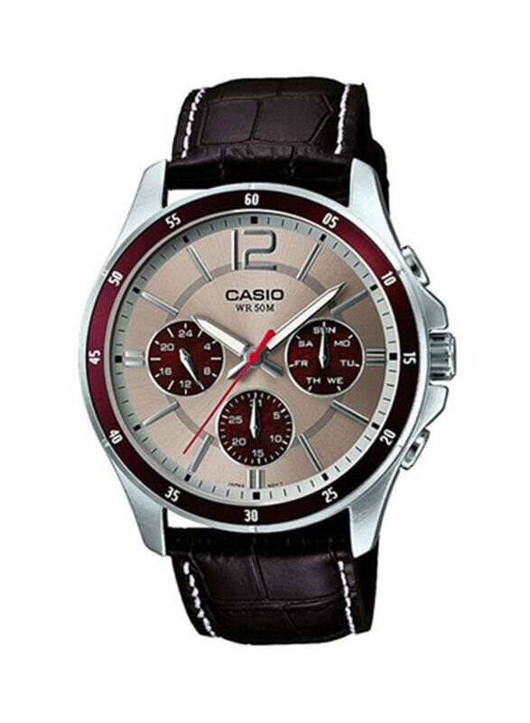 Casio Enticer Analog Watch for Men with Leather Band, Water Resistant & Chronograph, MTP-1374L-7A1VDF, Brown/Multicolour
Casio Enticer Analog Watch for Men with Leather Band, Water Resistant & Chronograph, MTP-1374L-7A1VDF, Brown/Multicolour