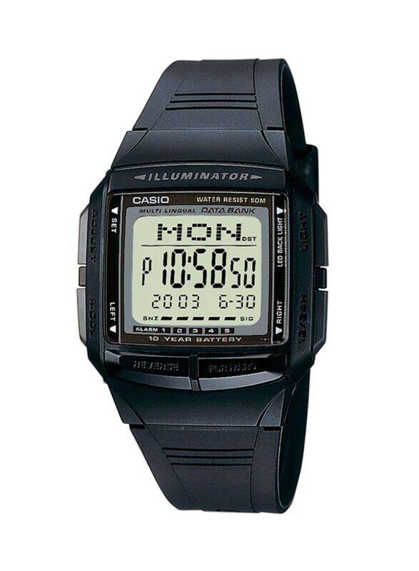 Casio Data Bank Digital Watch for Men with Resin Band, Water Resistant & Chronograph, DB-36-1AVEF, Black/Grey
Casio Data Bank Digital Watch for Men with Resin Band, Water Resistant & Chronograph, DB-36-1AVEF, Black/Grey