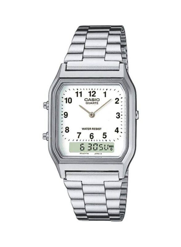 Casio Vintage Analog + Digital Watch for Men with Stainless Steel Band, Water Resistant, AQ-230A-7BMQYES, Silver/Multicolour
Casio Vintage Analog + Digital Watch for Men with Stainless Steel Band, Water Resistant, AQ-230A-7BMQYES, Silver/Multicolour