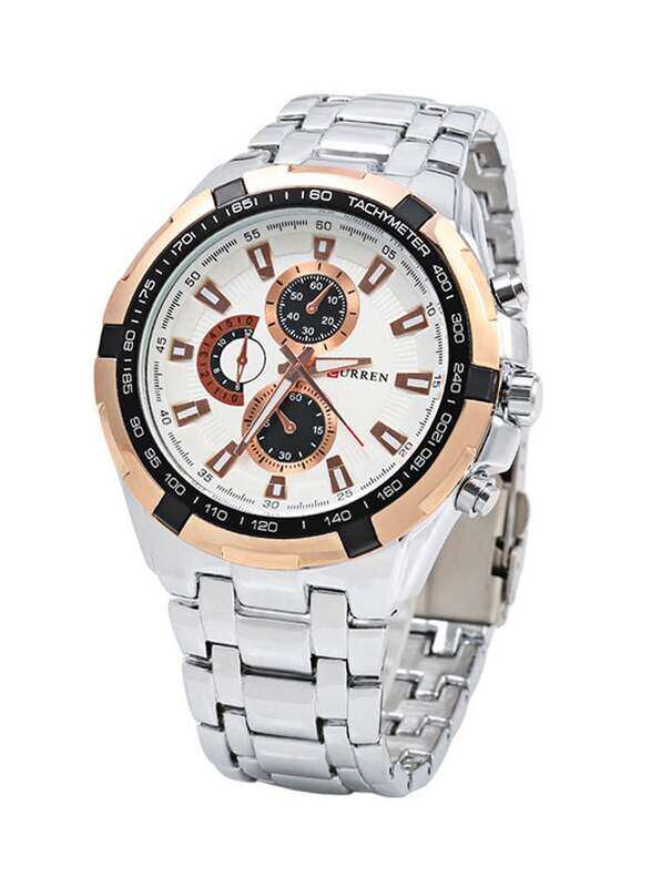 Curren Analog Watch for Men with Stainless Steel Band, Water Resistant & Chronograph, 8023, Silver/White
Curren Analog Watch for Men with Stainless Steel Band, Water Resistant & Chronograph, 8023, Silver/White