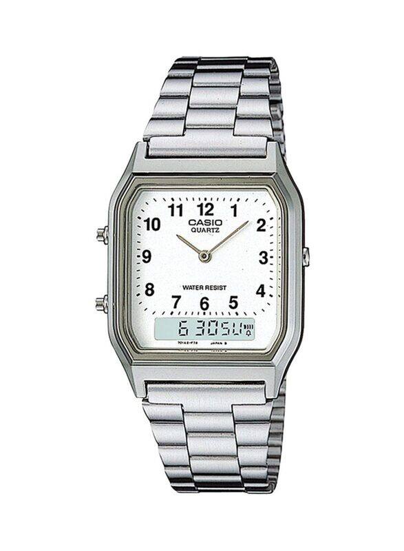 Casio Vintage Series Analog + Digital Watch for Men with Stainless Steel Band, Water Resistant, AQ-230A-7BMQ, Silver/White
Casio Vintage Series Analog + Digital Watch for Men with Stainless Steel Band, Water Resistant, AQ-230A-7BMQ, Silver/White