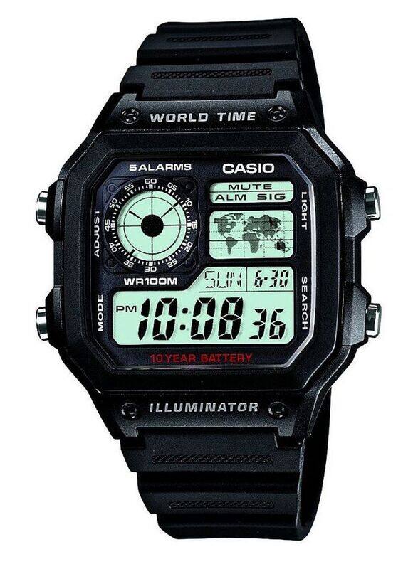 Casio Digital Watch for Men with Synthetic Band, Water Resistant, AE-1200WH-1A, Black-Blue
Casio Digital Watch for Men with Synthetic Band, Water Resistant, AE-1200WH-1A, Black-Blue