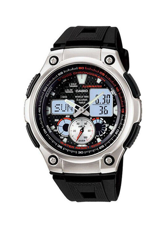 Casio Analog + Digital Watch for Men with Resin Band, Water Resistant, AQ-190W-1AVDF, Black/Multicolour
Casio Analog + Digital Watch for Men with Resin Band, Water Resistant, AQ-190W-1AVDF, Black/Multicolour