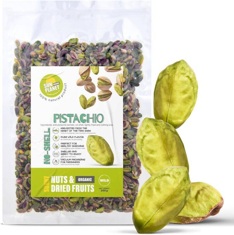 Sun Planet Organic Wild Pistachio Kernels. NO-Shell. Pistachios. 100% Natural. No Additives. Non-GMO. From mountain forests - 250g
Sun Planet Organic Wild Pistachio Kernels. NO-Shell. Pistachios. 100% Natural. No Additives. Non-GMO. From mountain forests - 250g