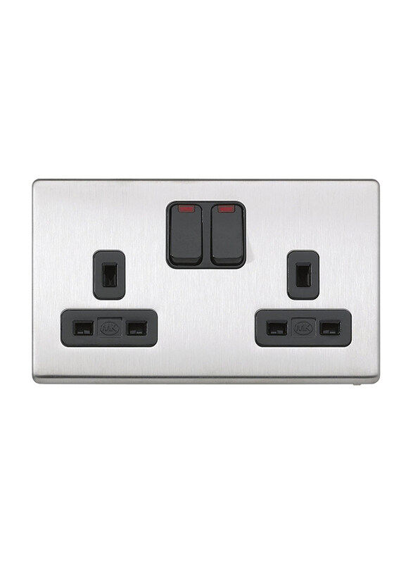 MK Aspect K24647 BSS B 13AMP Double Pole Switched Socket with Neon Light, Silver/Black
MK Aspect K24647 BSS B 13AMP Double Pole Switched Socket with Neon Light, Silver/Black
