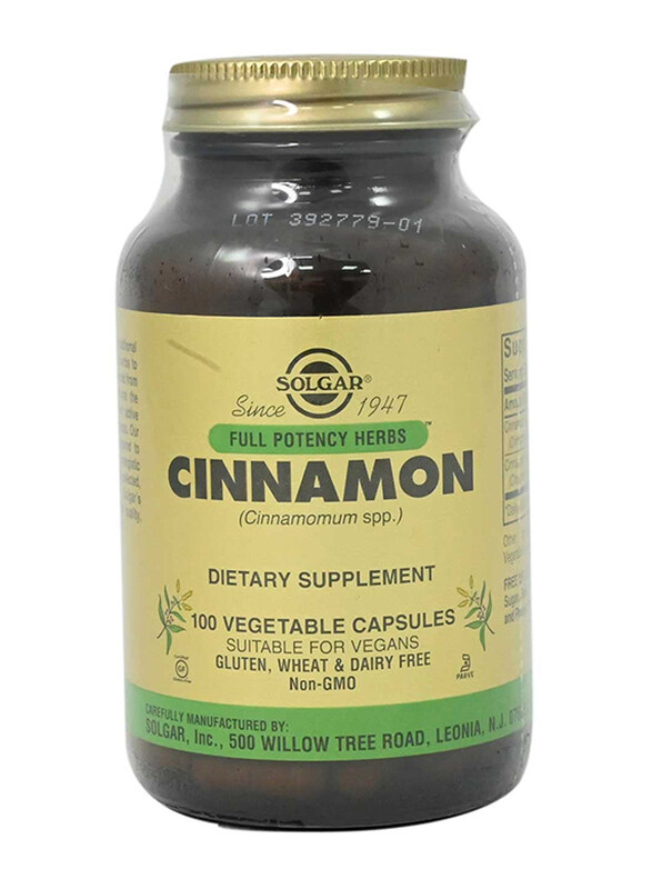 Solgar Full Potent Herbs Cinnamon Dietary Supplement, 100 Vegetable Capsules
Solgar Full Potent Herbs Cinnamon Dietary Supplement, 100 Vegetable Capsules