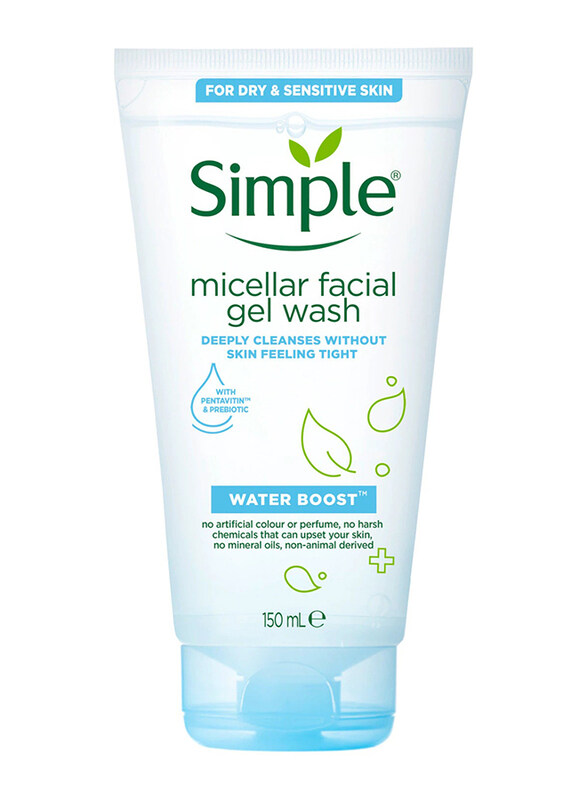 Simple Waterboost Micellar Facial Gel Wash for Dry & Sensitive Skin, 150ml
Simple Waterboost Micellar Facial Gel Wash for Dry & Sensitive Skin, 150ml