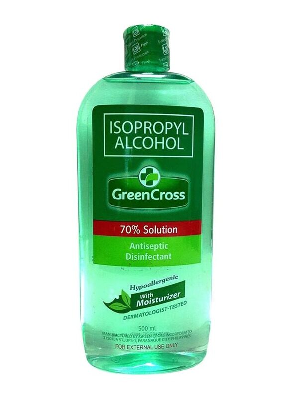 Green Cross Isopropyl Alcohol 70% Antiseptic-Disinfectant with Moisturizer, 500ml
Green Cross Isopropyl Alcohol 70% Antiseptic-Disinfectant with Moisturizer, 500ml