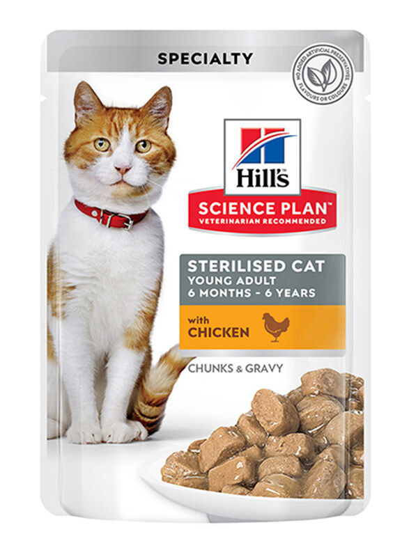 Hill's Science Plan Sterilised Cat Young Adult Chicken Chunks & Gravy Cat Wet Food, 85g
Hill's Science Plan Sterilised Cat Young Adult Chicken Chunks & Gravy Cat Wet Food, 85g