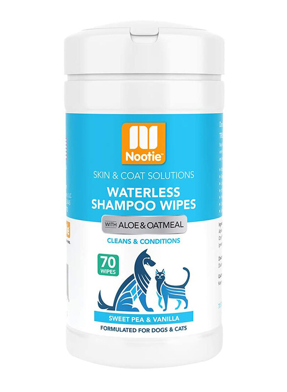 Nootie Sweet Pea & Vanilla Waterless Dog & Cat Shampoo Wipes with Aloe & Oatmeal, 70 Sheets, Blue
Nootie Sweet Pea & Vanilla Waterless Dog & Cat Shampoo Wipes with Aloe & Oatmeal, 70 Sheets, Blue