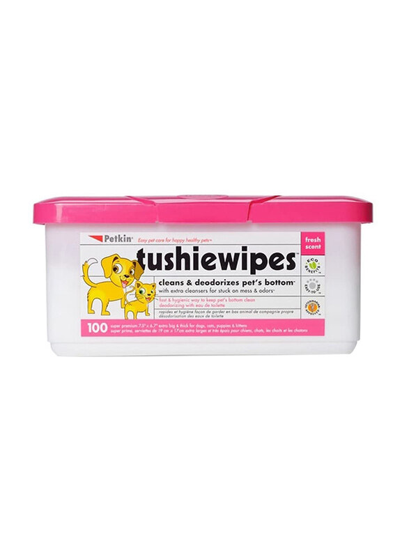 Petkin Tushie Wipes for Cleaning & Deodorizing Dogs' & Cats' Bottom, 100 Wipes, Pink
Petkin Tushie Wipes for Cleaning & Deodorizing Dogs' & Cats' Bottom, 100 Wipes, Pink