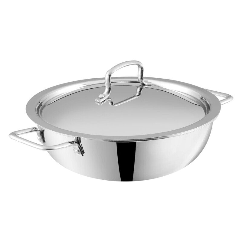 VINOD PLATINUM TRIPLY STAINLESS STEEL EXTRA DEEP KADAI OR KADHAI WITH STAINLESS STEEL LID 4.8 LITERS 28 CM, VTK028, COOKING POT, FRYPAN, CASSEROLE
VINOD PLATINUM TRIPLY STAINLESS STEEL EXTRA DEEP KADAI OR KADHAI WITH STAINLESS STEEL LID 4.8 LITERS 28 CM, VTK028, COOKING POT, FRYPAN, CASSEROLE