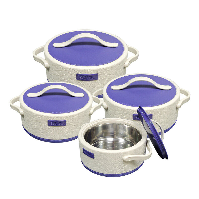 Selvel Atlantic 4-Piece Insulated Hot Pot Set - Elegant Purple Casseroles / Serving Bowls / Hot Food Containers, Keeps Meals Hot & Fresh for Hours (1L
Selvel Atlantic 4-Piece Insulated Hot Pot Set - Elegant Purple Casseroles / Serving Bowls / Hot Food Containers, Keeps Meals Hot & Fresh for Hours (1L