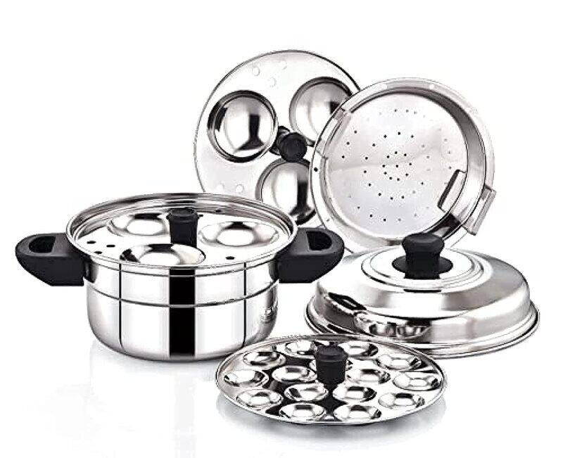 Hometronics Stainless Steel Multi Steamer Pot (2 Idli Plates/6 Idlis, 1 Mini Idli Plate/15 Mini Idlis and 1 Multi-Purpose Steamer/Idiyappam Steamer Pl
Hometronics Stainless Steel Multi Steamer Pot (2 Idli Plates/6 Idlis, 1 Mini Idli Plate/15 Mini Idlis and 1 Multi-Purpose Steamer/Idiyappam Steamer Pl