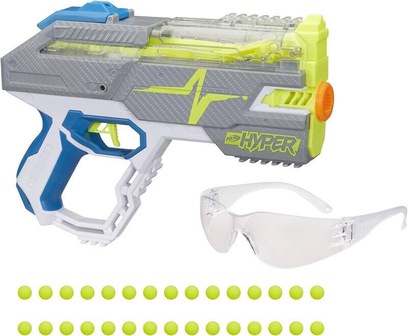 Nerf Hyper Rush-40 Pump-Action Blaster, 30 Hyper Rounds, Eyewear, Up to 110 FPS Velocity, Easy Reload, Holds Up to 40 Rounds, multi, E8912, NER HF
Nerf Hyper Rush-40 Pump-Action Blaster, 30 Hyper Rounds, Eyewear, Up to 110 FPS Velocity, Easy Reload, Holds Up to 40 Rounds, multi, E8912, NER HF