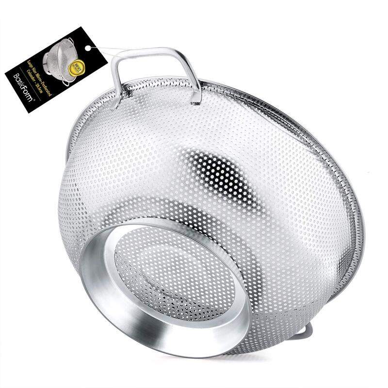 Basicform 28.5cm Stainless Steel Large Size Micro-Perforated Colander with Big Handle, Silver
Basicform 28.5cm Stainless Steel Large Size Micro-Perforated Colander with Big Handle, Silver