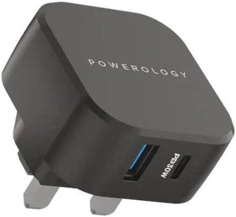 Powerology Wall Charger, Dual Port Ultra-Compact Quick USB-A, 18W, PD 30W, PWCUQC002, Black
Powerology Wall Charger, Dual Port Ultra-Compact Quick USB-A, 18W, PD 30W, PWCUQC002, Black