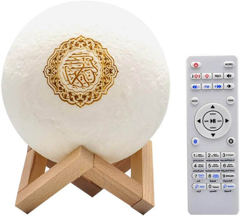 Generic 4-in-1 Quran Moon 3D Print Lamp with 7 Colours LED Night Light & Bluetooth Speaker with Remote, QRNLMP-SRK3, White
Generic 4-in-1 Quran Moon 3D Print Lamp with 7 Colours LED Night Light & Bluetooth Speaker with Remote, QRNLMP-SRK3, White