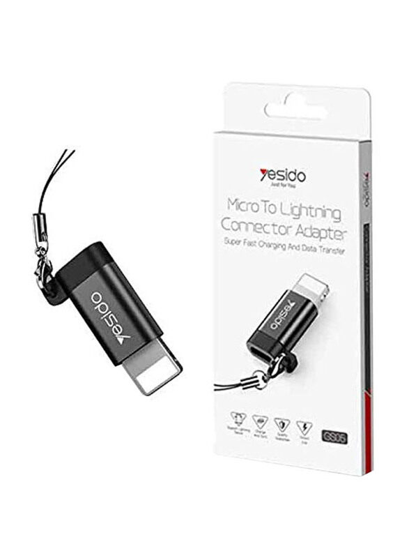 Yesido One Size Lightning Connector Adapter, Fast Charging Micro USB to Lightning for Suitable Devices, GS05, Black
Yesido One Size Lightning Connector Adapter, Fast Charging Micro USB to Lightning for Suitable Devices, GS05, Black