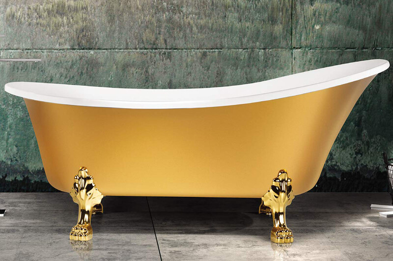 Danube Home Milano Free Standing Bathtub with Gold Leg & Pop Up Waste, Gold/White
Danube Home Milano Free Standing Bathtub with Gold Leg & Pop Up Waste, Gold/White