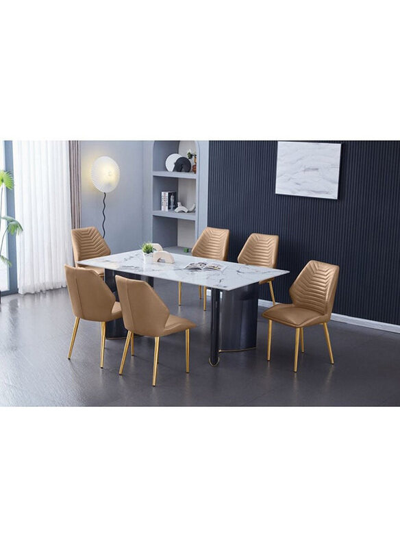 Danube Home Niva 1+6 Piece Rectangular Seater Dining Set Sintered Stone with 6 Dining Chairs, White/Grey/Black
Danube Home Niva 1+6 Piece Rectangular Seater Dining Set Sintered Stone with 6 Dining Chairs, White/Grey/Black