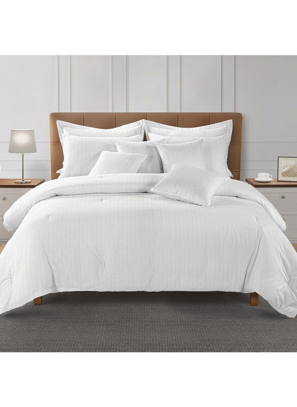 Danube Home 10- Piece Delight Stripe Jacquard Comforter BIAB Set, Super King, White
Danube Home 10- Piece Delight Stripe Jacquard Comforter BIAB Set, Super King, White