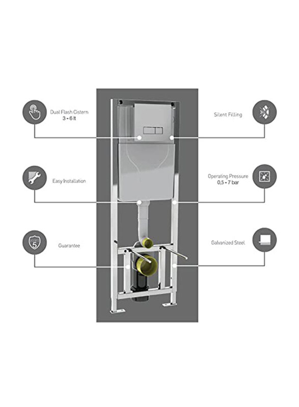 Danube Home Sanica Concealed Flush & Mechanism with Push Plate, Chrome
Danube Home Sanica Concealed Flush & Mechanism with Push Plate, Chrome