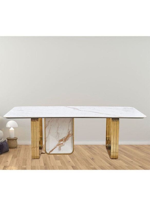 Danube Home Karson Sintered Stone 8-Seater Dining Table with Solid Wooden Legs, White/Gold
Danube Home Karson Sintered Stone 8-Seater Dining Table with Solid Wooden Legs, White/Gold