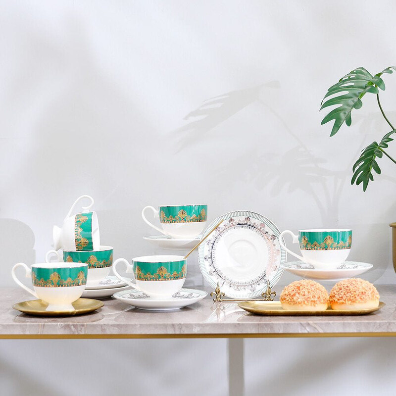 Danube Home 220ml 6-Piece Beyonce Palm New Bone China Cup With Saucer Set, Green
Danube Home 220ml 6-Piece Beyonce Palm New Bone China Cup With Saucer Set, Green