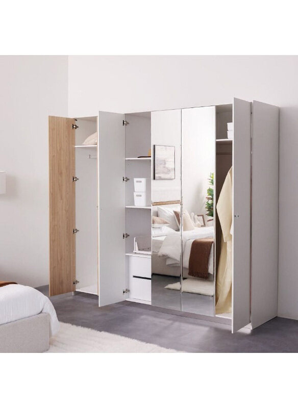 Danube Home Frazer 6 Door Wardrobe With 2 Inner Drawers Extra Sturdy Closet Clothes Storage Cupboard, White/Natural Oak
Danube Home Frazer 6 Door Wardrobe With 2 Inner Drawers Extra Sturdy Closet Clothes Storage Cupboard, White/Natural Oak