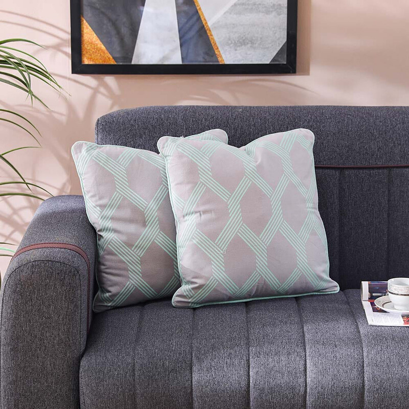 Danube Home 2-Piece Bliss Brilliant 100% Cotton Cushion Set, 45 x 45cm, Grey/Mint
Danube Home 2-Piece Bliss Brilliant 100% Cotton Cushion Set, 45 x 45cm, Grey/Mint