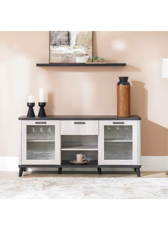 Danube Home Kirwin Buffet Strong & Sturdy Kitchen Organiser Cabinet with 2 Glass Door, Grey Oak/Black
Danube Home Kirwin Buffet Strong & Sturdy Kitchen Organiser Cabinet with 2 Glass Door, Grey Oak/Black