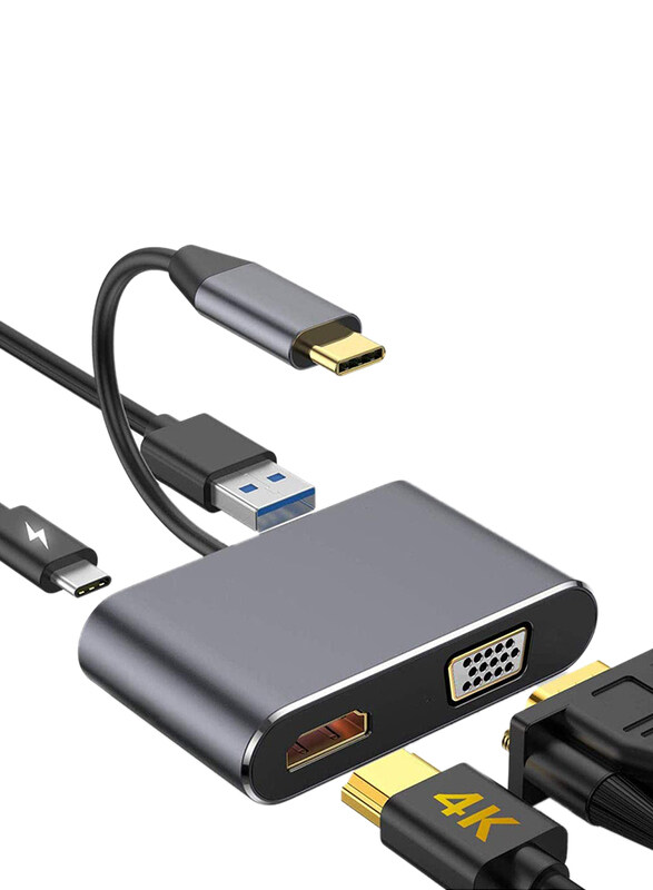 Generic 4-in-1 USB C to HDMI VGA Adapter, with 4K HDMI, 1080P VGA, USB 3.0, Black
Generic 4-in-1 USB C to HDMI VGA Adapter, with 4K HDMI, 1080P VGA, USB 3.0, Black